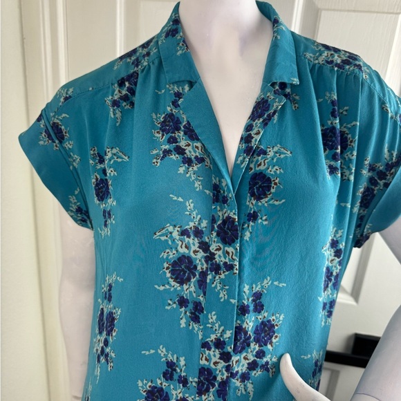 Veronica BEARD Meagan Turquoise Silk Floral Dress Size 2 Retails $695 - Picture 5 of 13